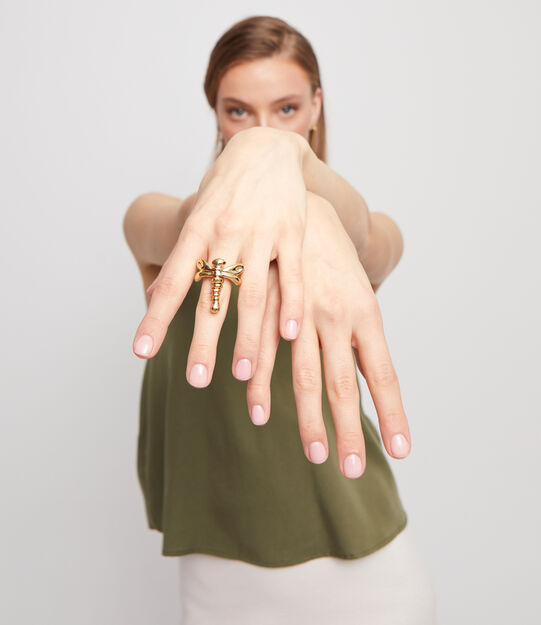 Anillo libélula bañado en oro 18k